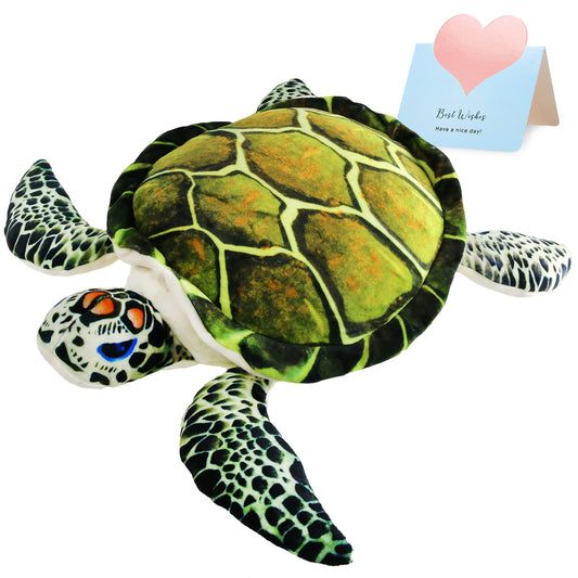 Athoinsu sea turtle plush 18-inch green with vivid markings for cuddling