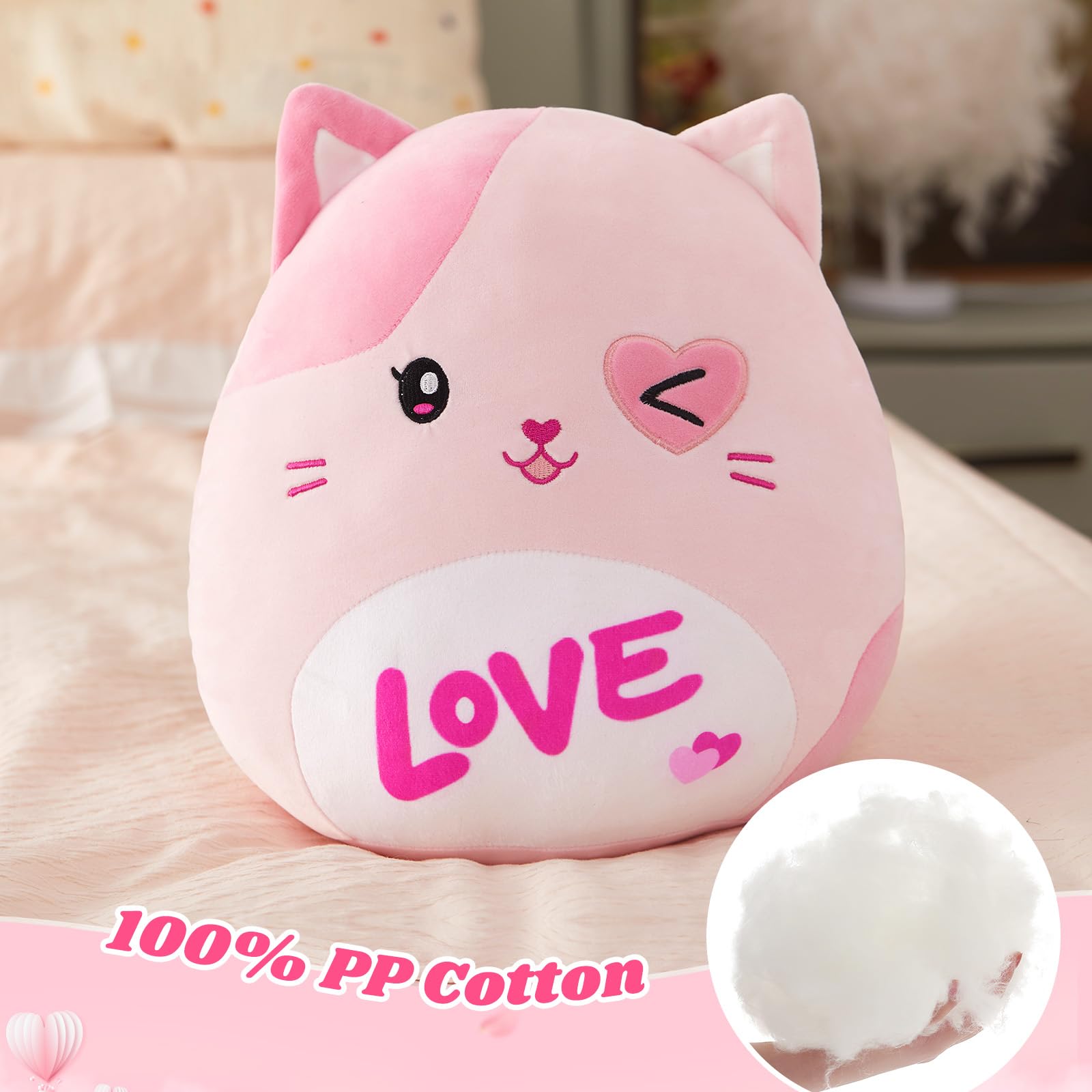 Athoinsu soft eco-friendly stuffed cat with recycled stuffing for safe play.
