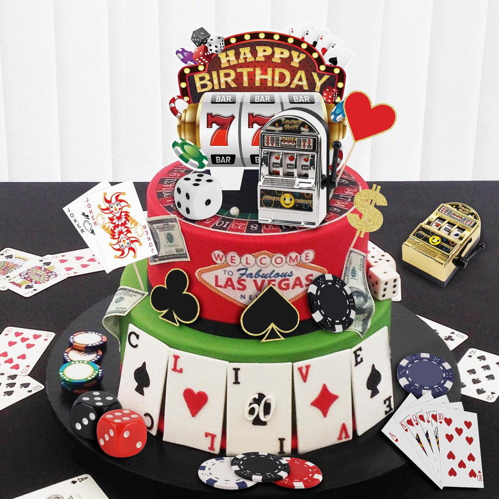 Atiloy casino birthday topper creates a bold party focal point