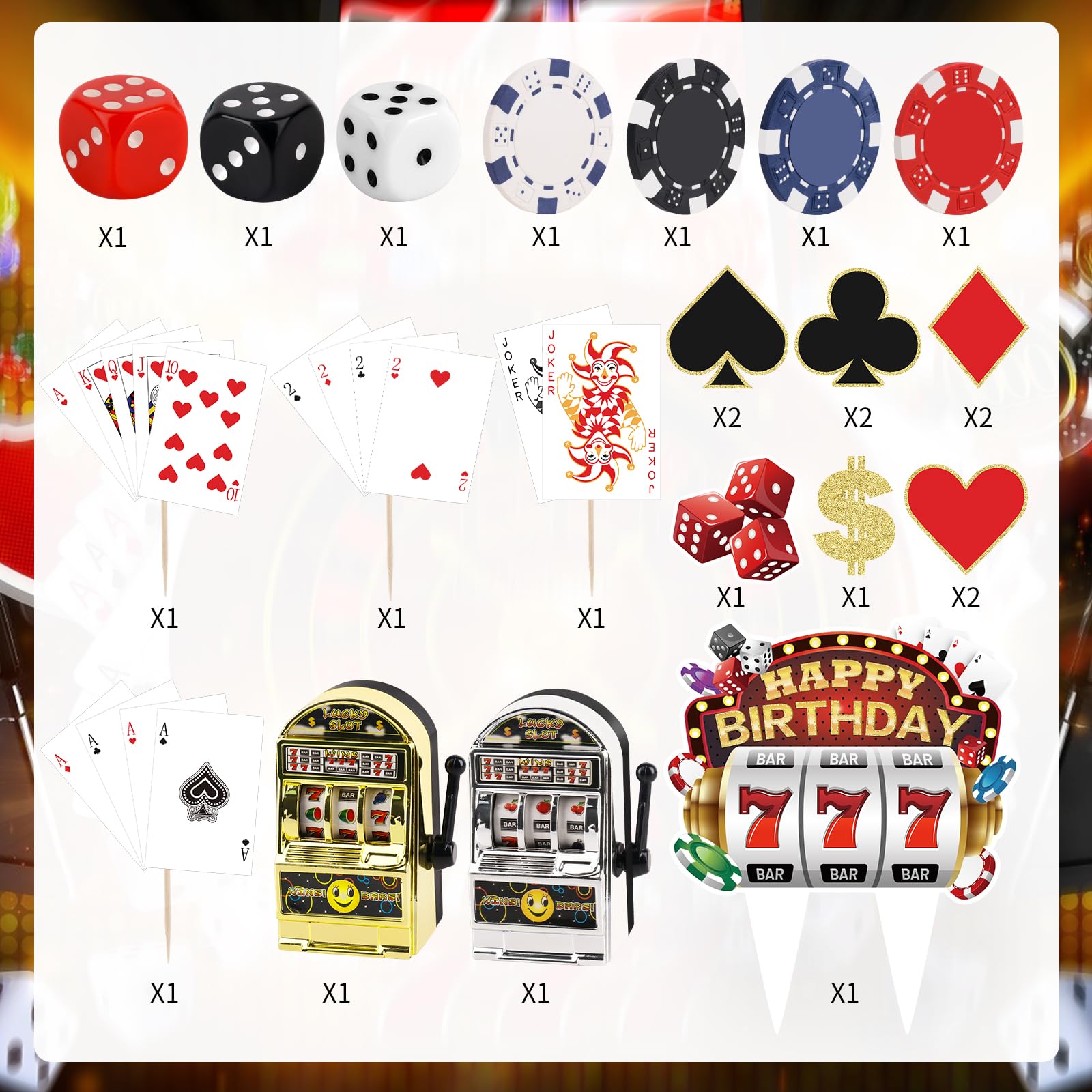 Atiloy casino poker cake topper for stylish game night decoration