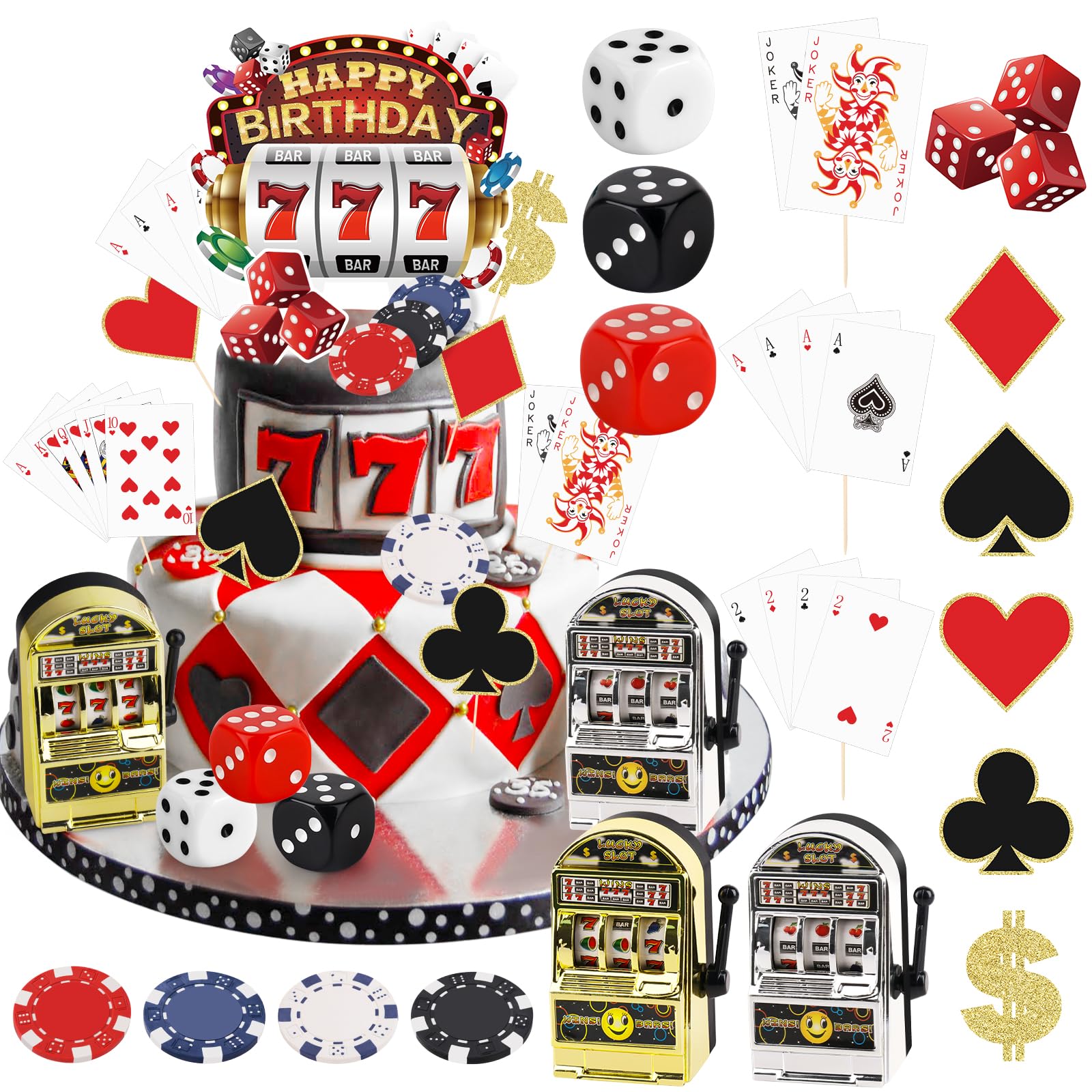 Atiloy casino slot machine cake topper for a lifelike cake decor centerpiece