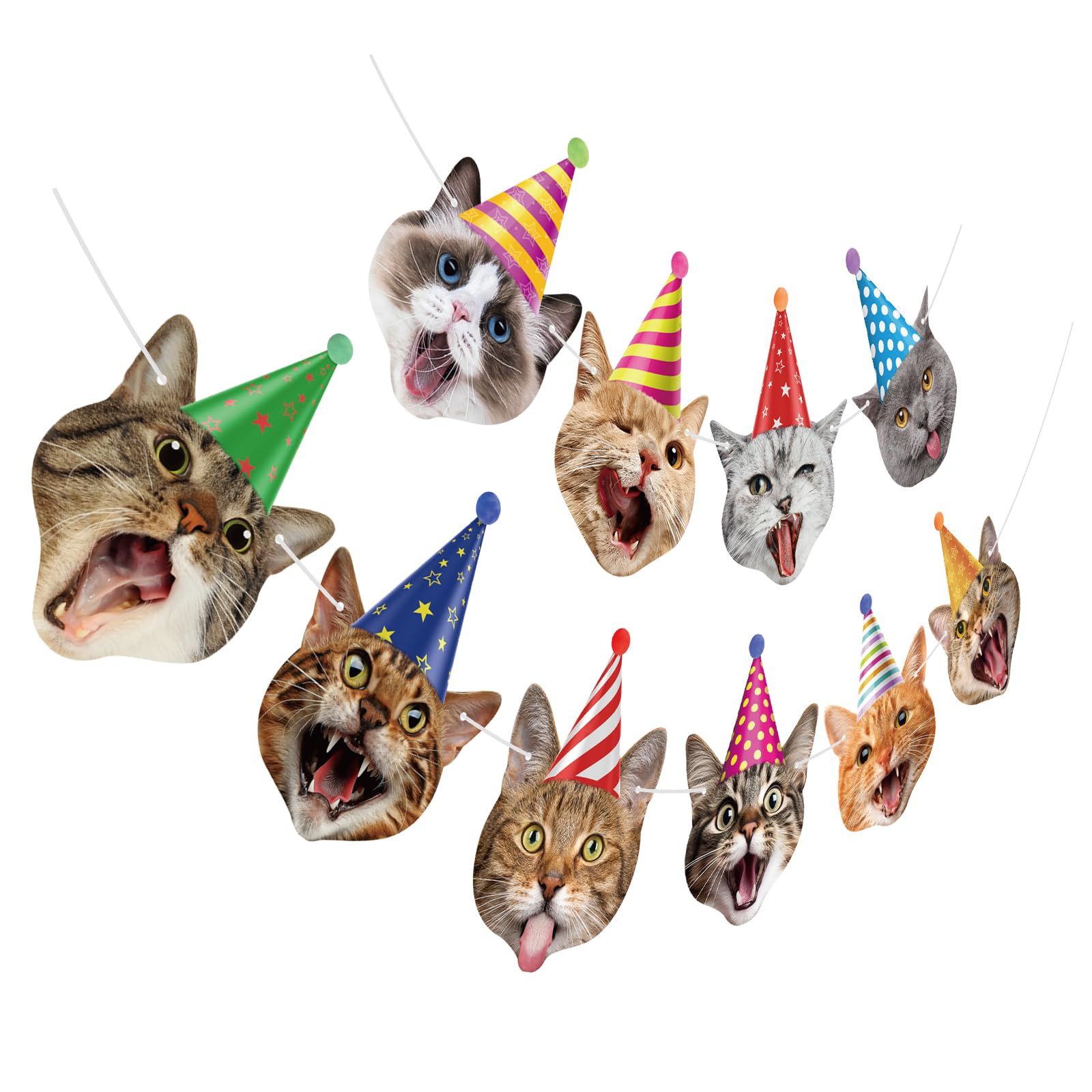 Atiloy Cat Face banner closeup for cat-themed birthday decor.