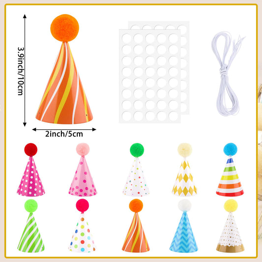 Atiloy glitter cone hats with polka dots and stripes for adorable pet moments