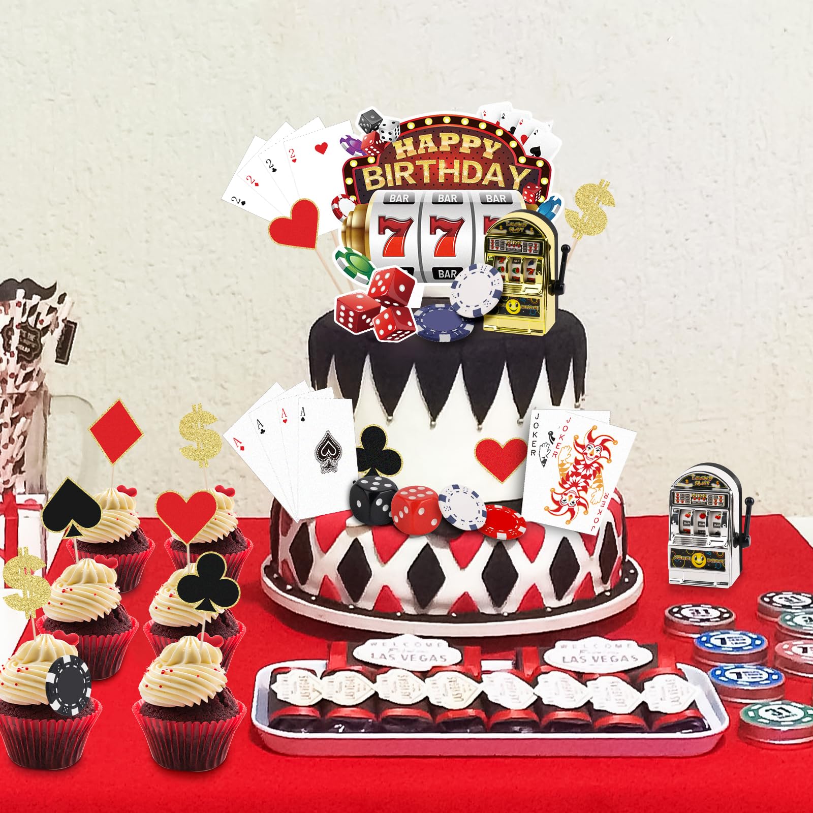 Atiloy mini dice and cards toppers add festive casino flair