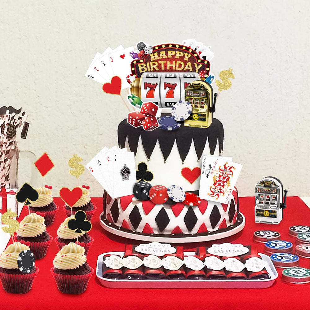 Atiloy mini dice and cards toppers add festive casino flair