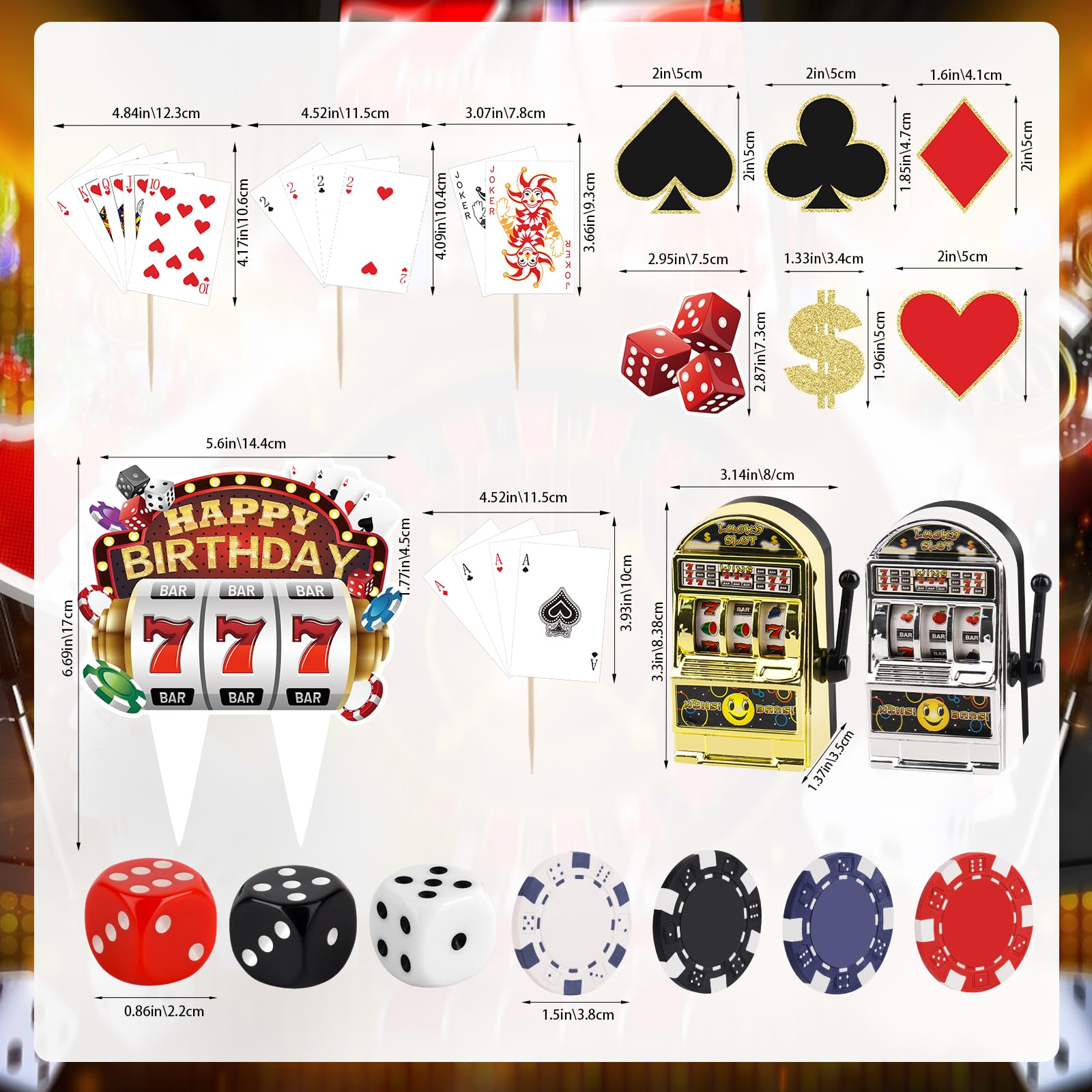 Atiloy poker and dice set cake toppers enhance theme events