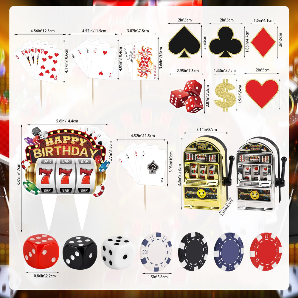 Atiloy poker and dice set cake toppers enhance theme events