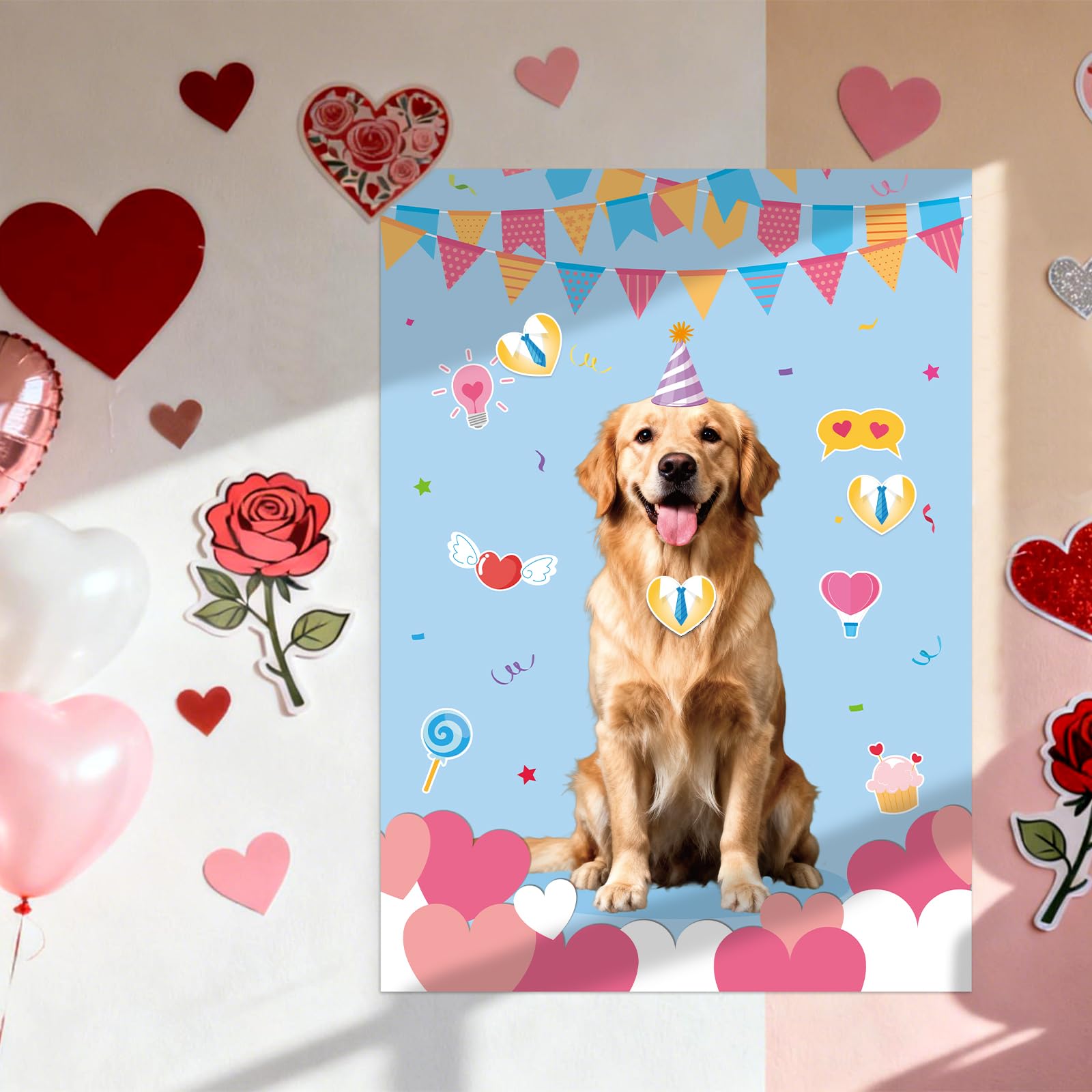 Atiloy glossy puppy poster with vibrant Valentine design