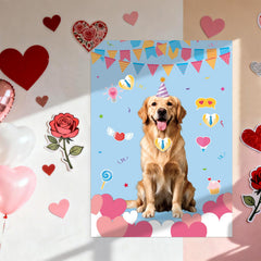 Atiloy glossy puppy poster with vibrant Valentine design