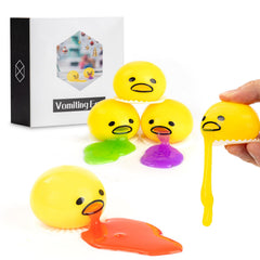 ATKSUNIEE vomiting egg stress ball yellow close-up of elastic texture for stress relief