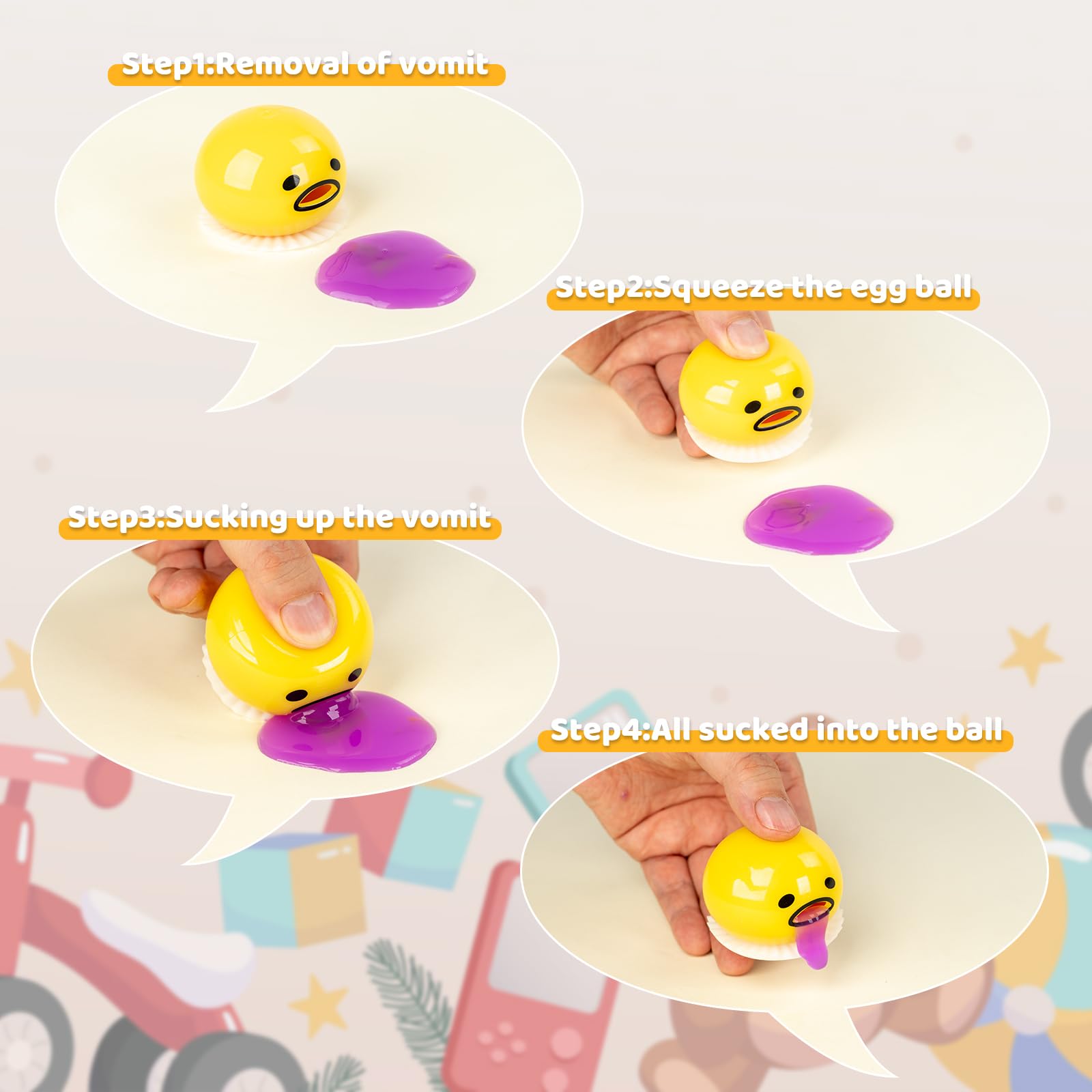 ATKSUNIEE vomiting egg ball with colorful liquid packets for manipulation