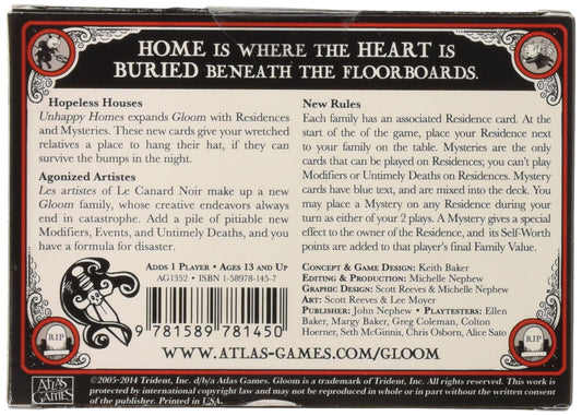 Atlas Gloom Unhappy Homes 2nd Edition residences and mysteries cards boost strategic options.