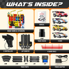 Atlasonix slot car track four cars set for shared racing fun
