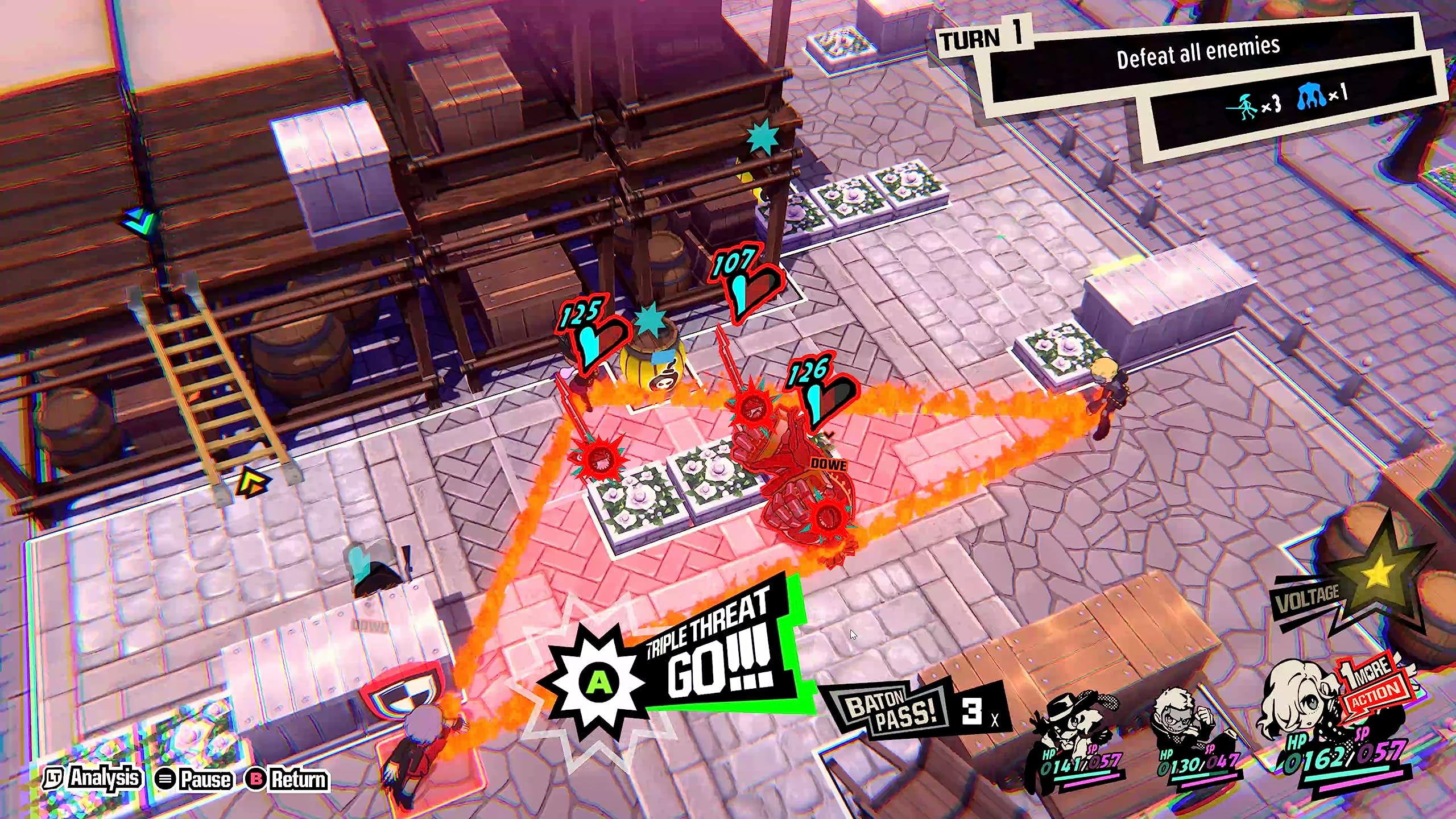Atlus Persona 5 Tactica boss battle action conveying challenging encounters.