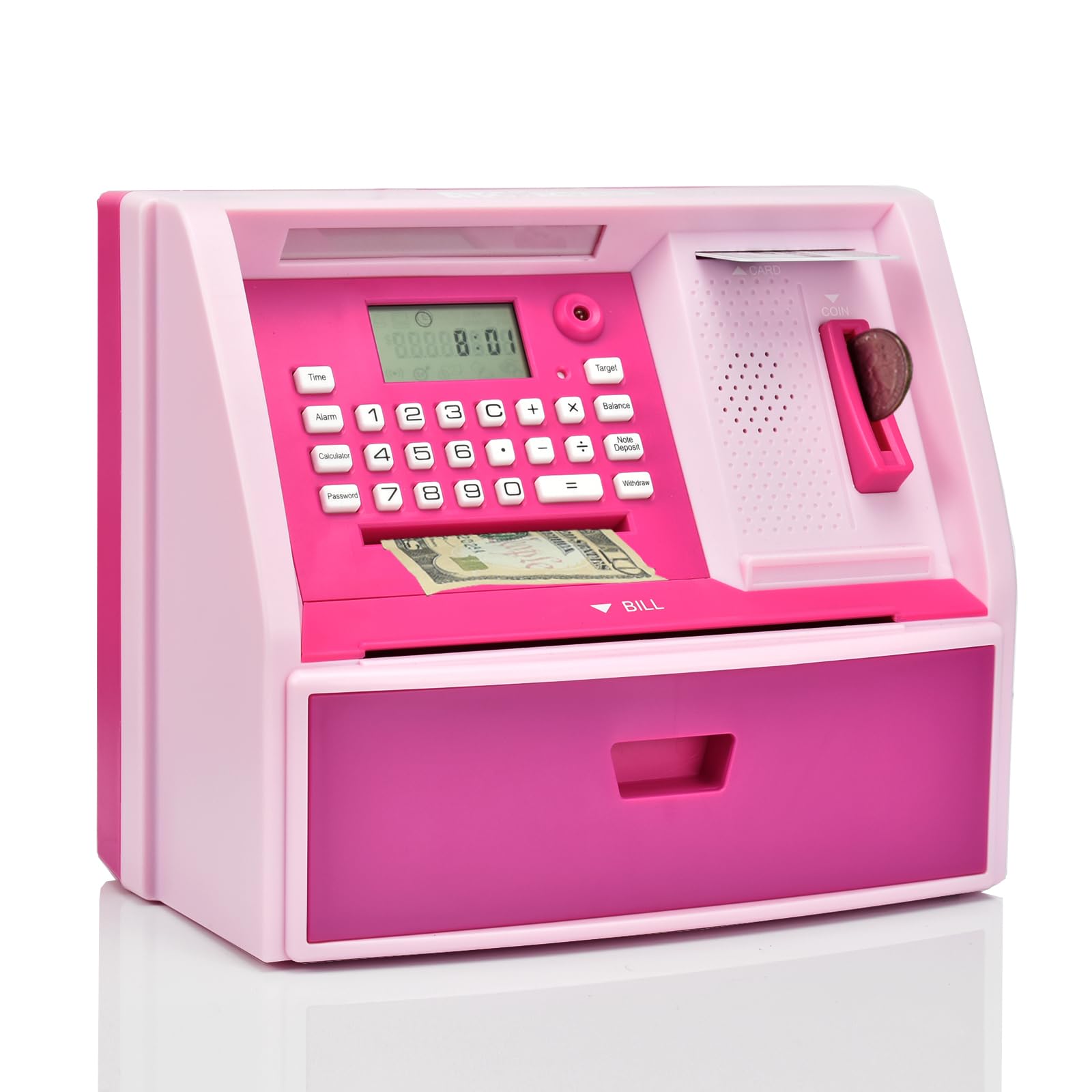 ATMBnk ATM piggy bank with goal tracker helps kids save toward dreams.