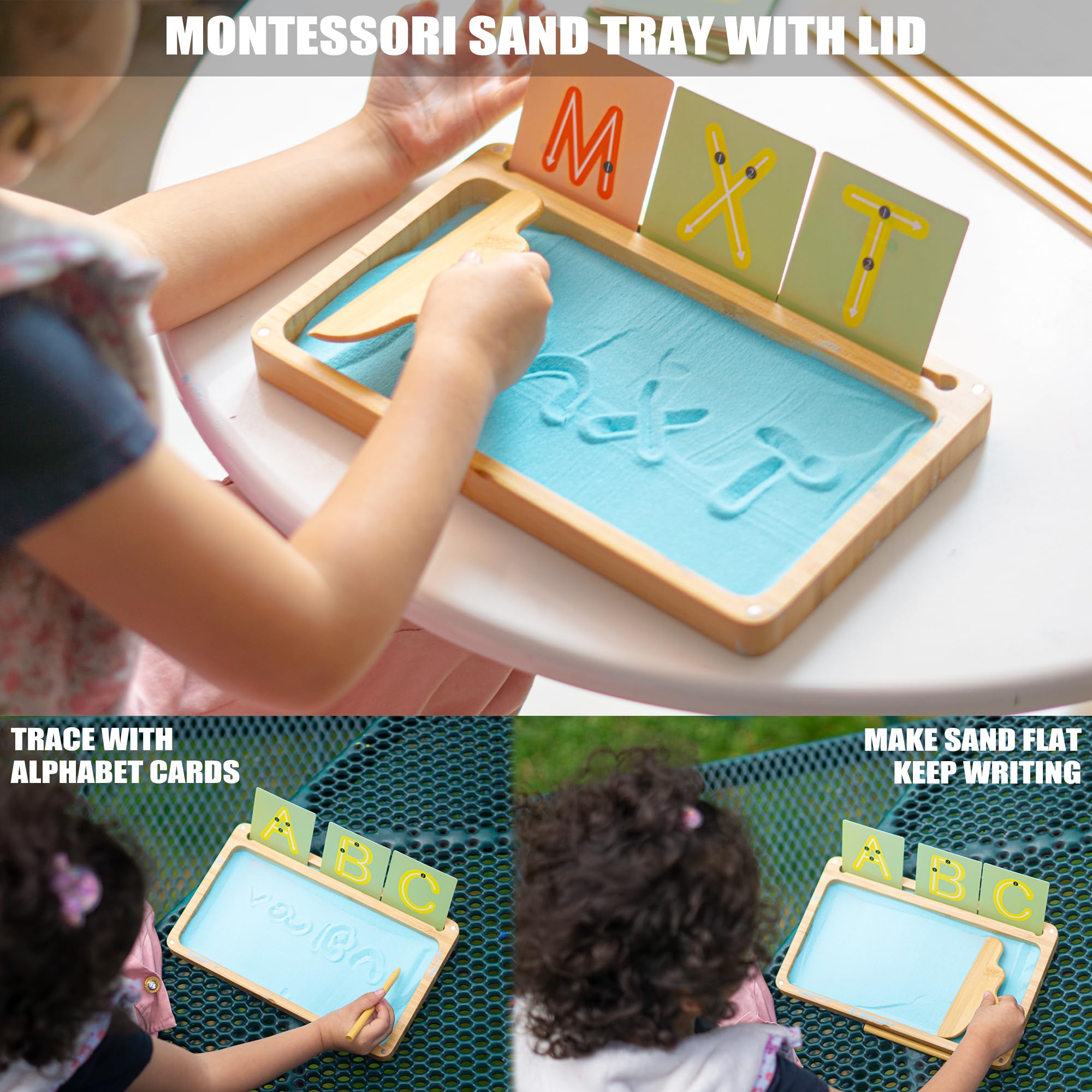 AtMini wooden scraper and pen included for precise sand writing practice.