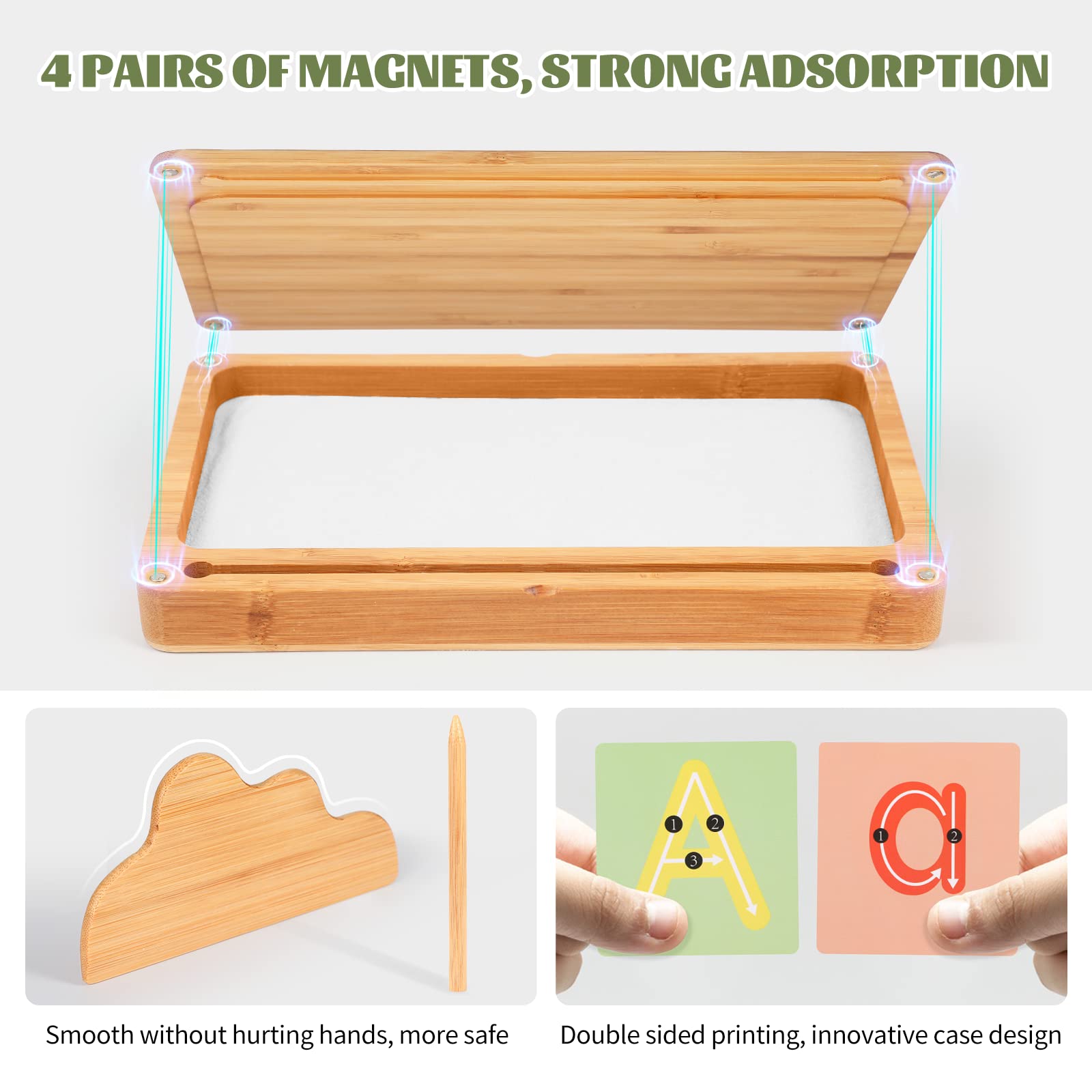 AtMini sand tray with letters and numbers aids writing practice