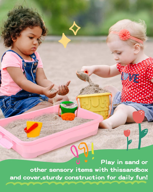 AtMini sensory bin sand tray green with lid 15in for versatile play.
