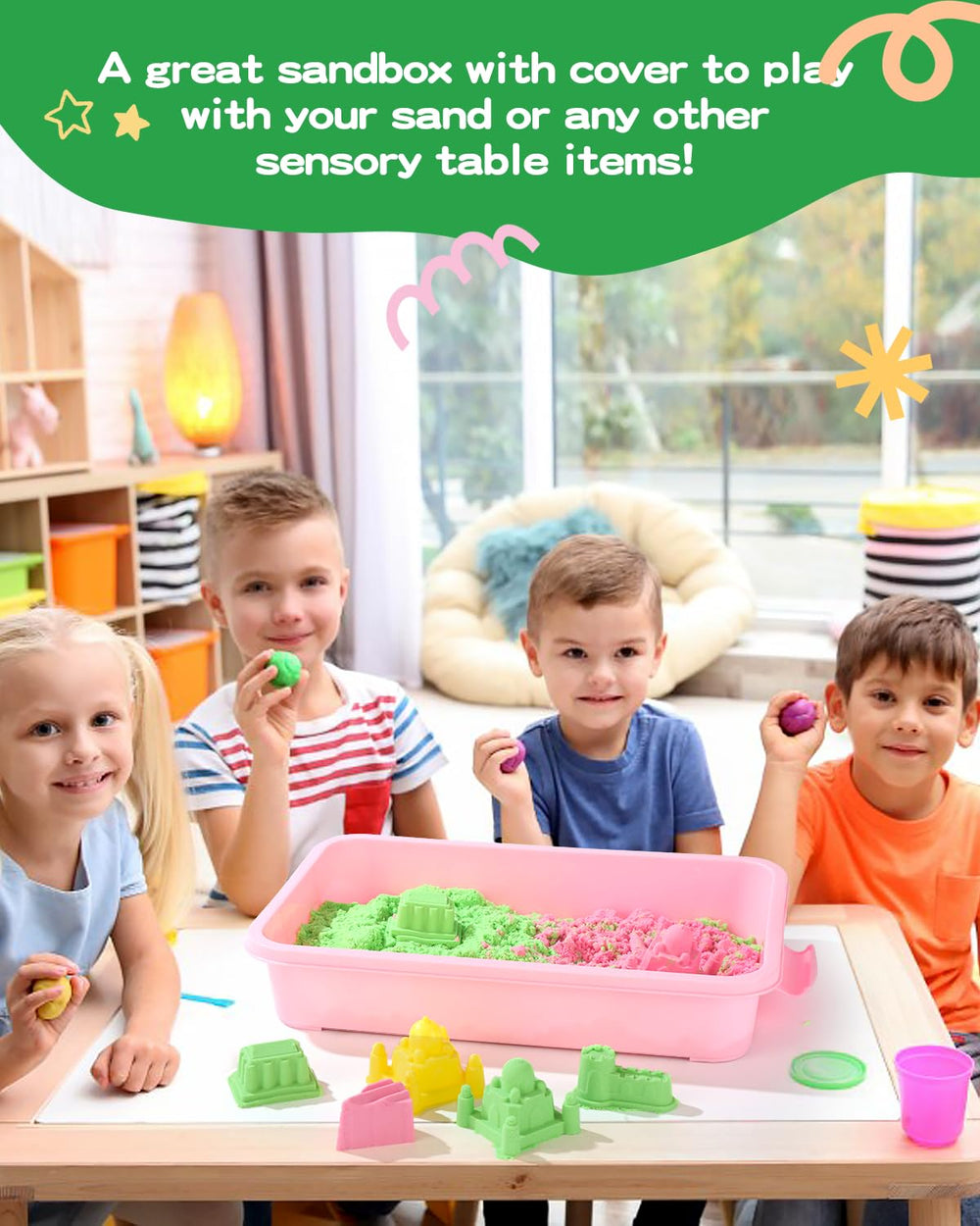 AtMini sensory bin tray, large 15in surface for sand, water, or toys.