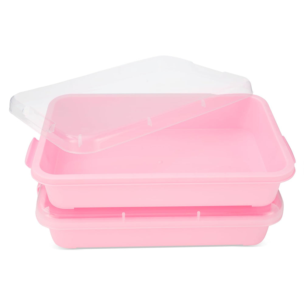 AtMini sensory bin sand tray pink with lid supports hands-on tactile play.