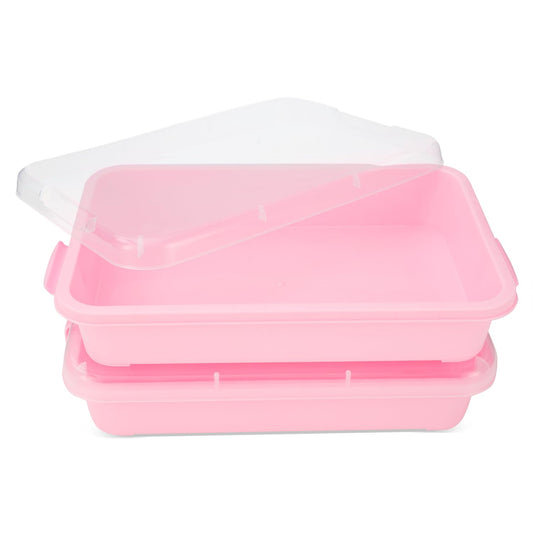 AtMini sensory bin sand tray pink with lid supports hands-on tactile play.