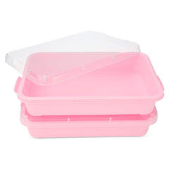 AtMini sensory bin sand tray pink with lid supports hands-on tactile play.