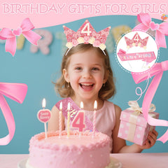 Atoden glitter flower crown completes a princess-inspired party look.