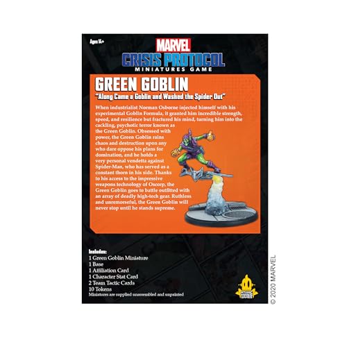 Atomic Mass Games Green Goblin Oscorp gear closeup highlights high-tech accessories for strategy