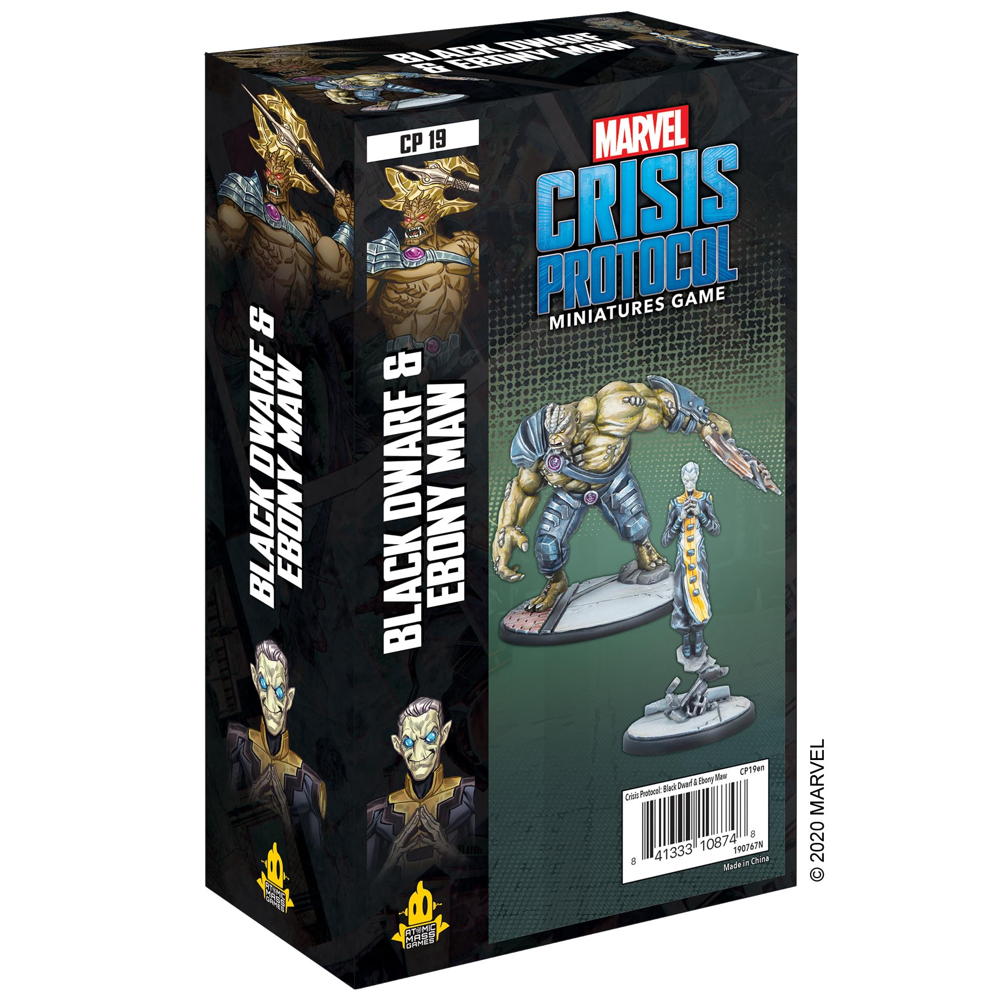 Atomic Mass Games' Ebony Maw psychic-dominance miniatures illustrate battlefield control for tabletop skirmishes.