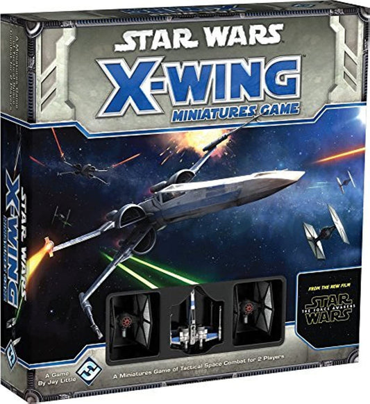 Atomic Mass Games Star Wars X-Wing core set shows maneuvering Resistance X-wings for dynamic space battles.