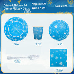 Atonofun frozen dessert plates with blue snowflake design