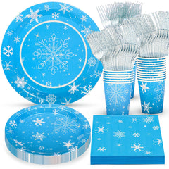 Atonofun frozen snowflake plates for 24-guest winter party table