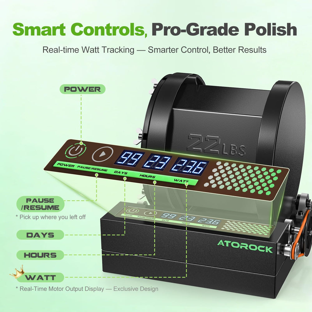 All-metal base provides stability during long polishing sessions on the AtoRock A3.