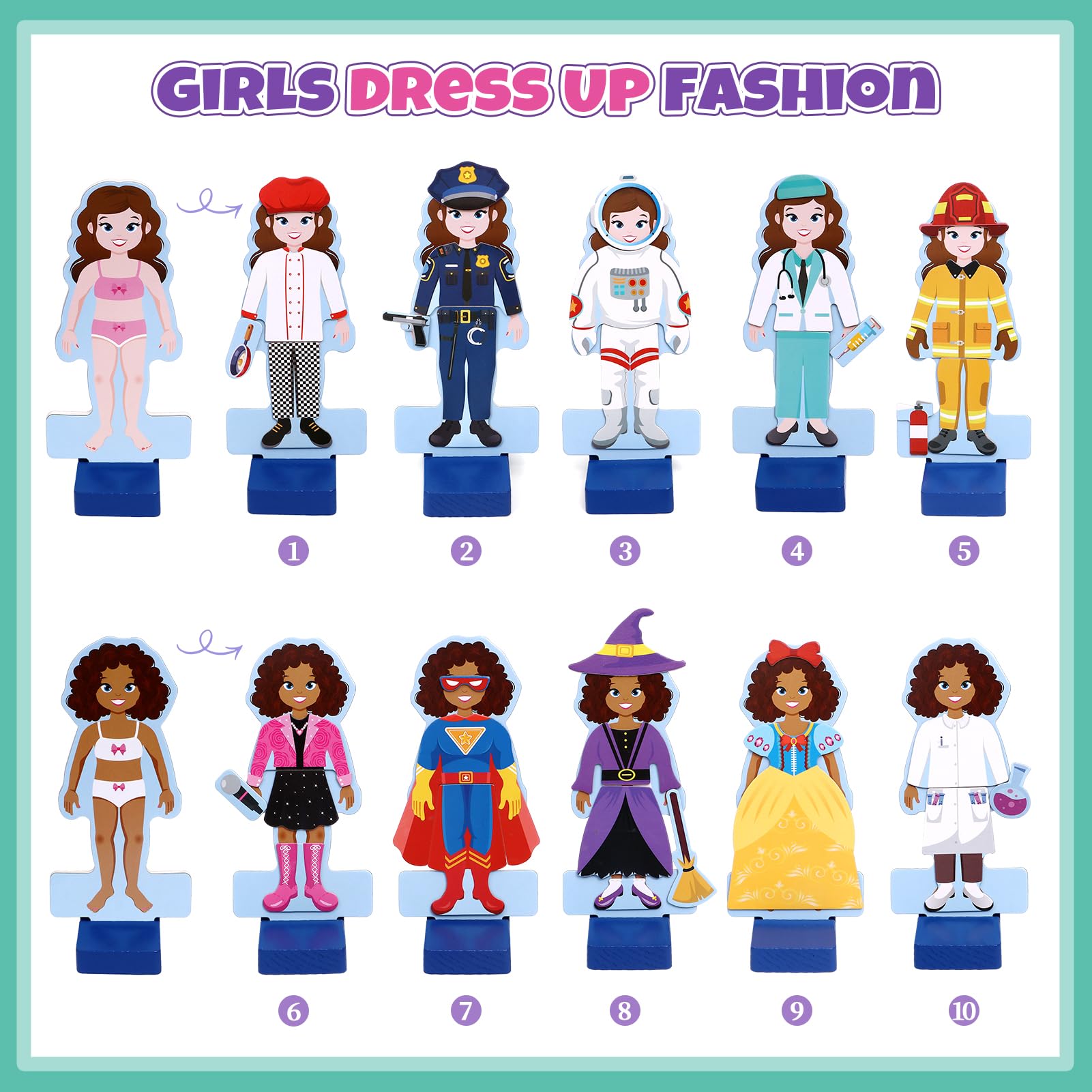 Atoylink magnetic outfits collection offers versatile dress up options for creative storytelling.