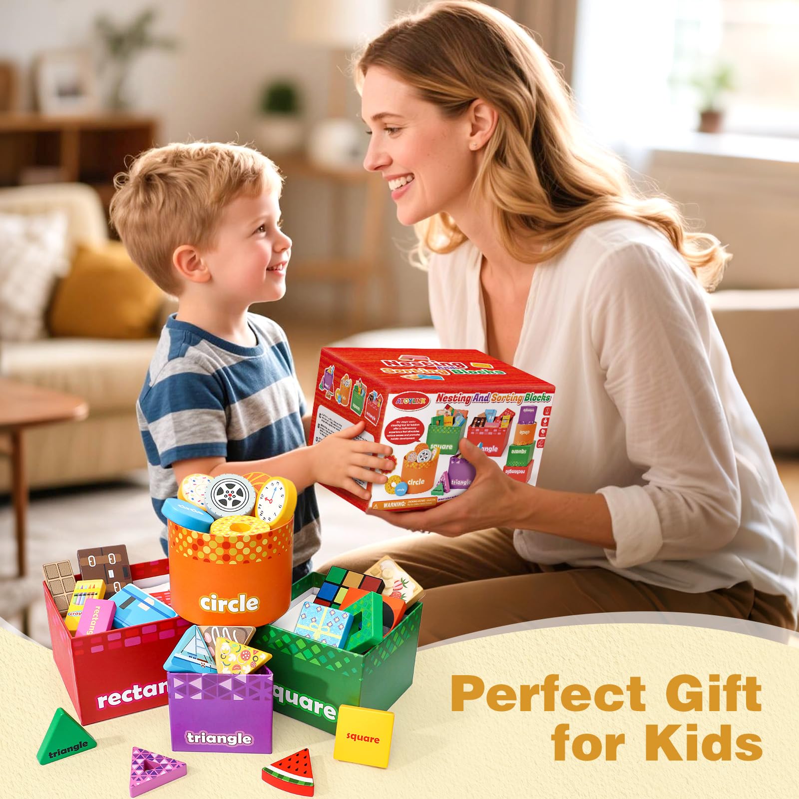 Atoylink Shape Sorter gift packaging makes a thoughtful toddler gift option