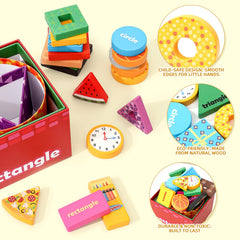 Atoylink Shape Sorter rectangle box links sizes to familiar items for cognition