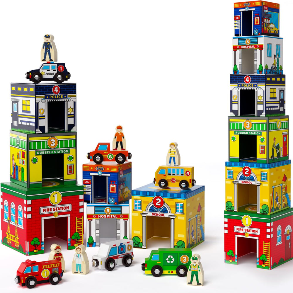 Atoylink toddler sorting and stacking toy set with magnetic cars for imaginative play