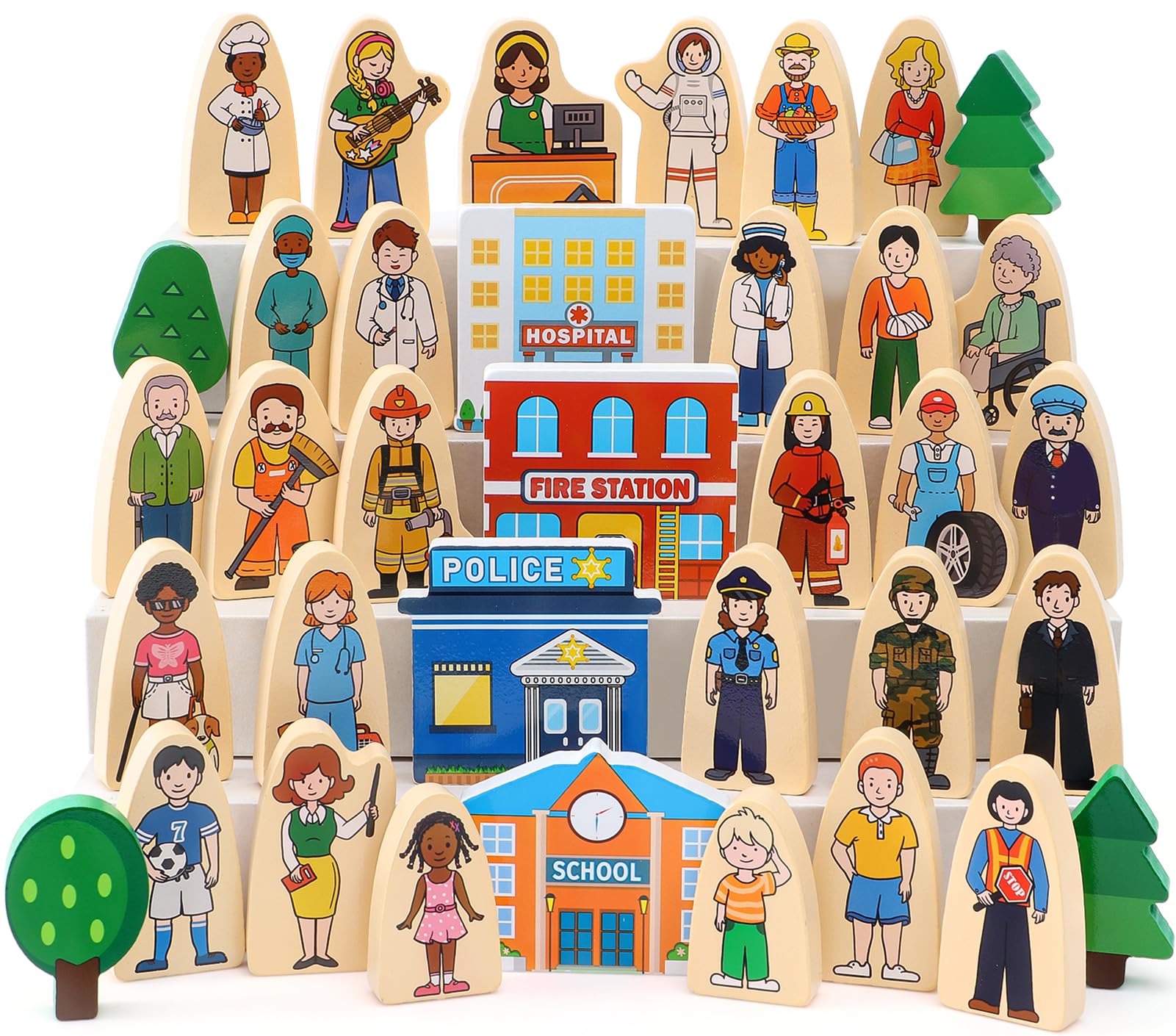 Atoylink wooden community helpers figures spark imaginative play and social skills