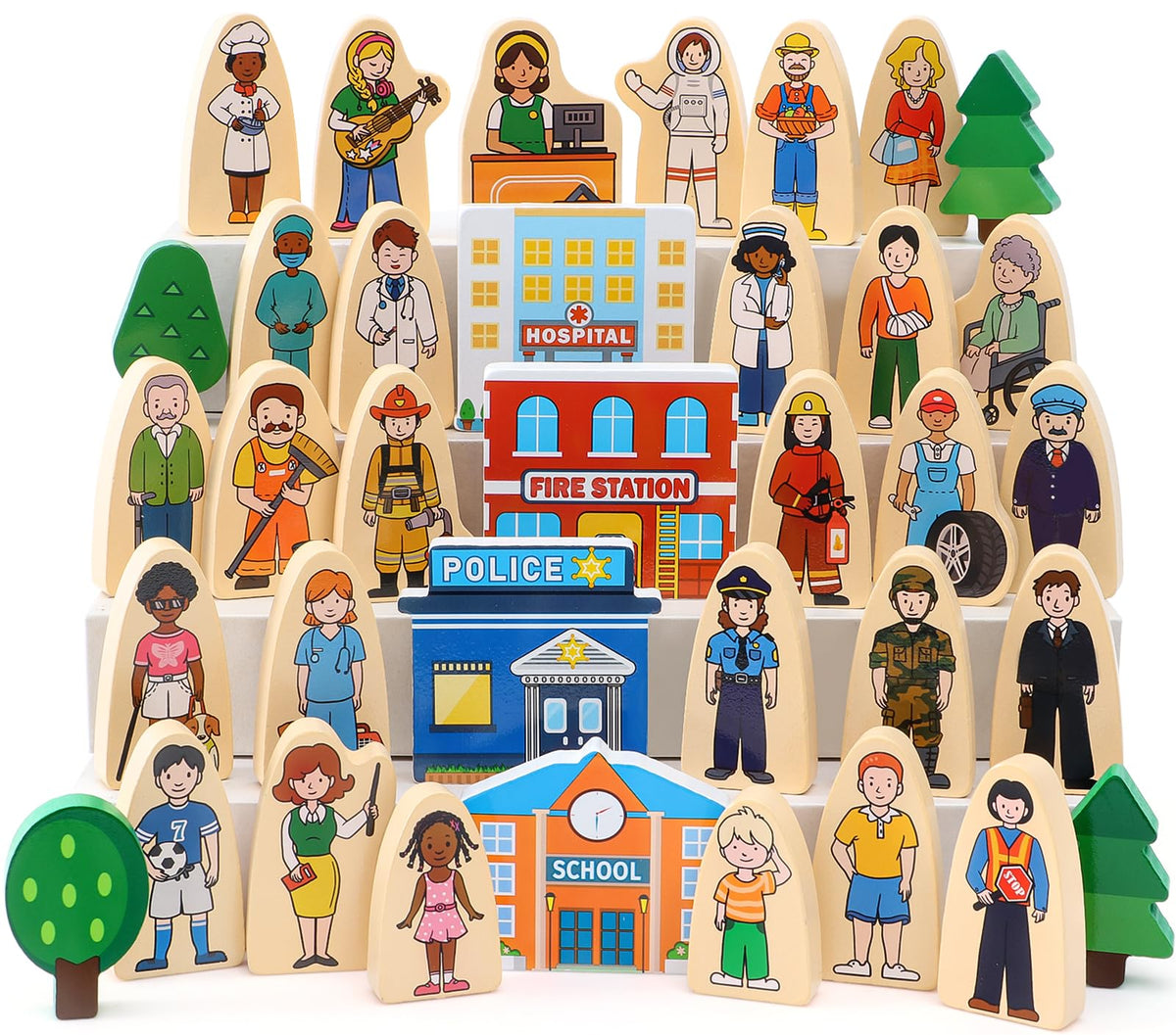 Atoylink wooden community helpers figures spark imaginative play and social skills