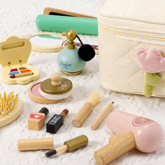 Atoylink wooden makeup toy set includes a mirror for role-play and sharing ideas