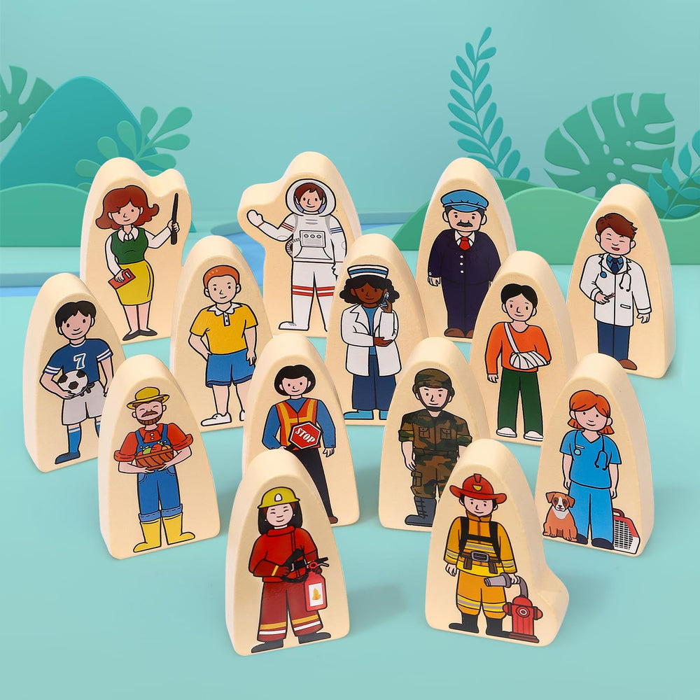 Atoylink wooden occupations blocks support creative role play and early problem solving