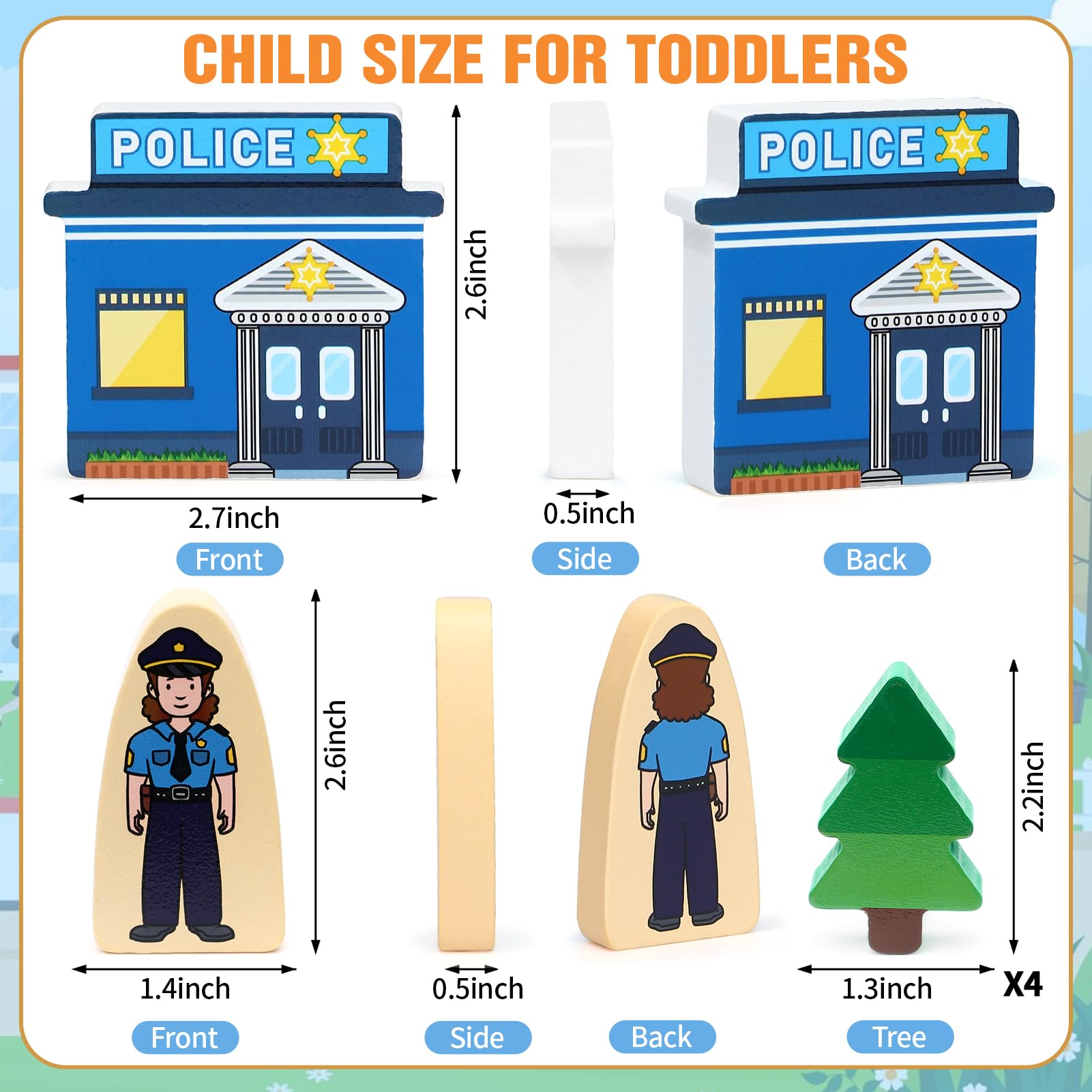 Atoylink wooden police and fire station pieces encourage civic role play