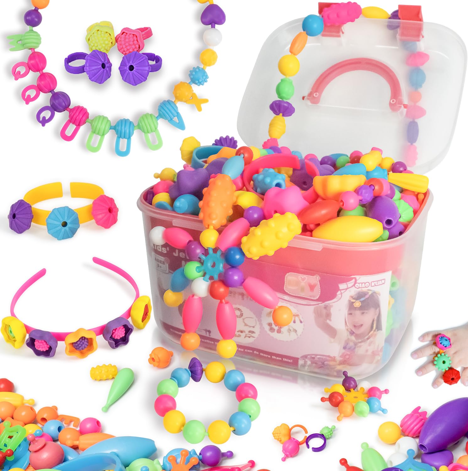 Atoymut 600Pcs Pop Beads bracelet kit for creative, screen-free play