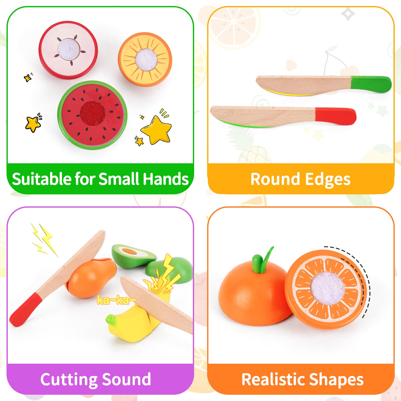 ATOYUS storage boxes organize fruit pieces for easy cleanup and classroom play.