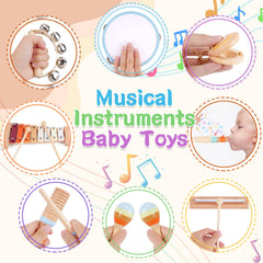 ATOYUS wooden toddler maracas encourage shaking play and rhythm awareness in little hands.