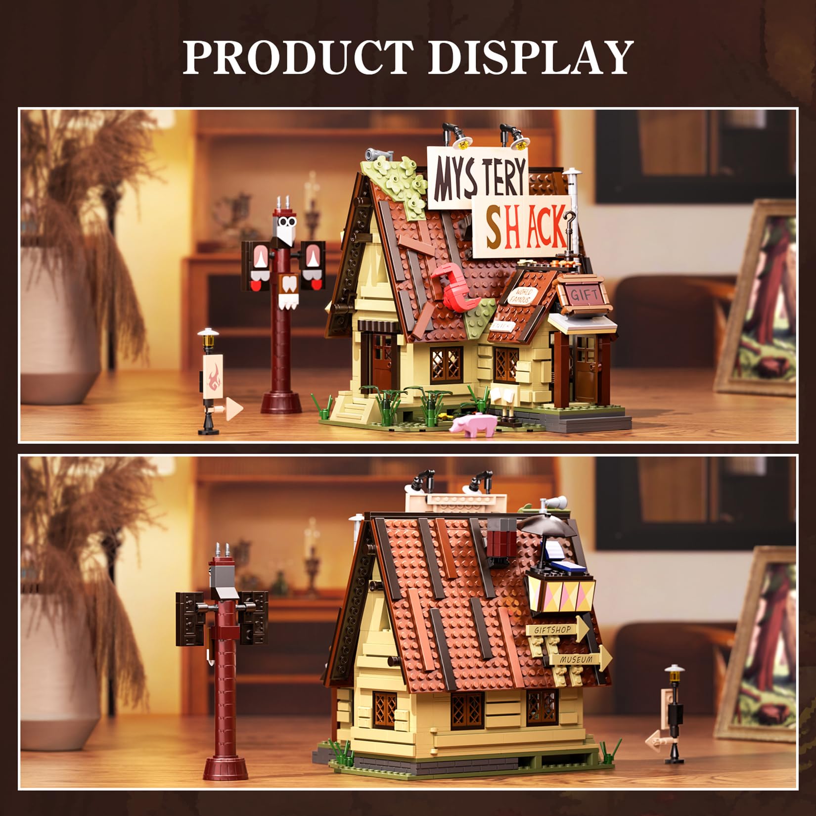 ATRtoyMF Gravity House exterior detailing with flowers and plants for a charming shelf scene.