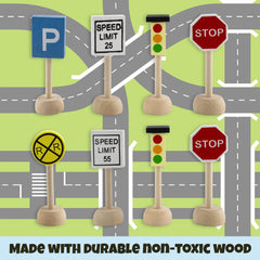 Attatoy Kids Wooden Street Signs great with road tape or rug layouts for dynamic play.