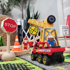 Attatoy Kids Wooden Street Signs stop signs keep pretend traffic orderly and safe.