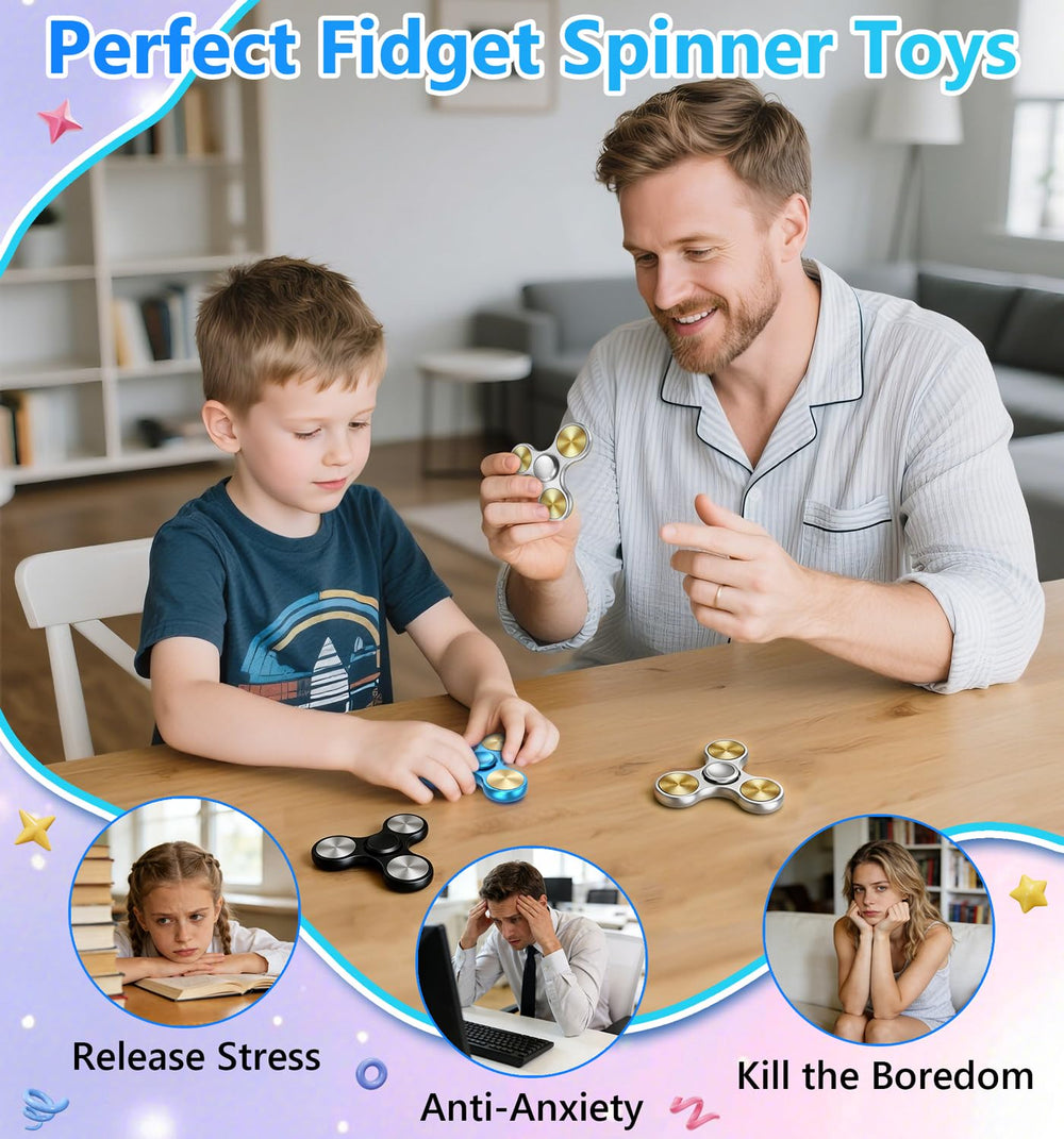 ATESSON fidget spinner, silver in-hand use, quick spins for focus and calm moments.