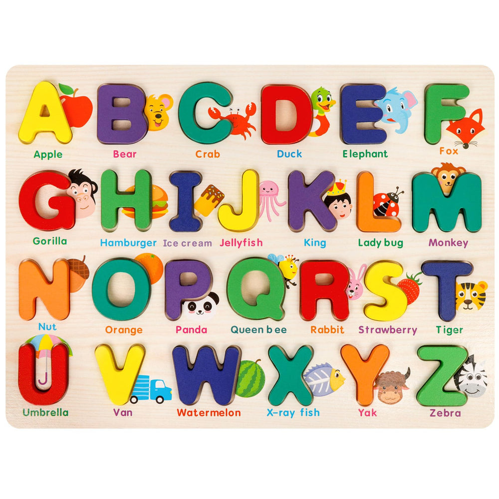 Attmu Alphabet Puzzle board with letters promotes hands-on learning and shape recognition.